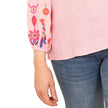 Honey Long Sleeve Cotton Blouse - Pink, Floral Embroidery: Small (UK 8-10)