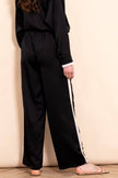 Sonnie Wide Leg Trousers - Black/Cream, Contrast Stripe
