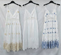 Athena Embroidery Cut Out Crochet Midi Dress: Blue