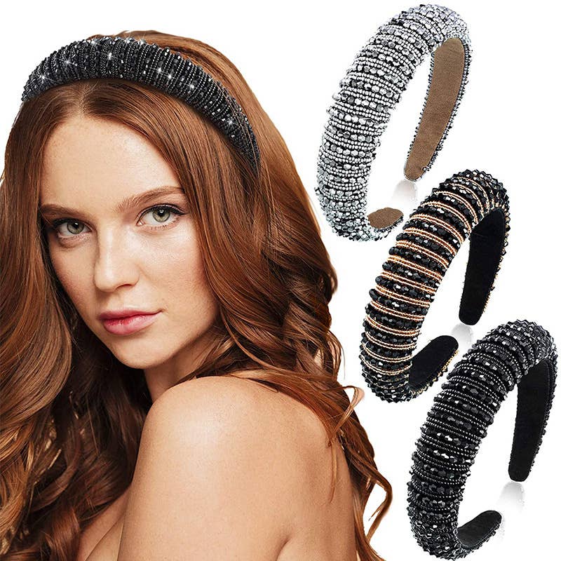 Dazzling Crystal Embellished Headband SS62: Gray