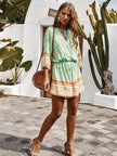 Boho Playsuit With Buttons In Mint Green & Chocolate Floral: Mint