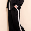 Sonnie Wide Leg Trousers - Black/Cream, Contrast Stripe: Medium (UK 12-14)