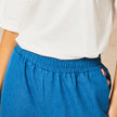 Striped Trim Wide Leg Trousers in Denim Blue
