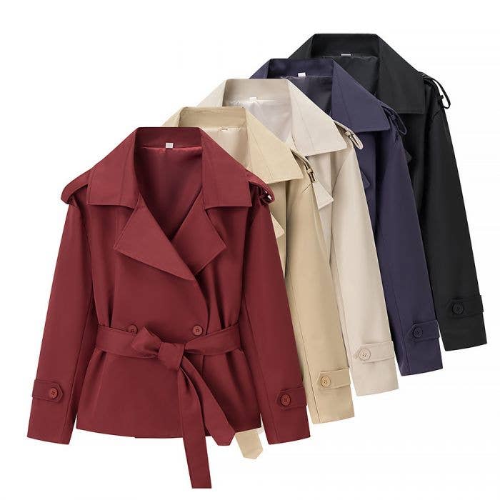 Chic Cropped Trench Coat: Khaki Green