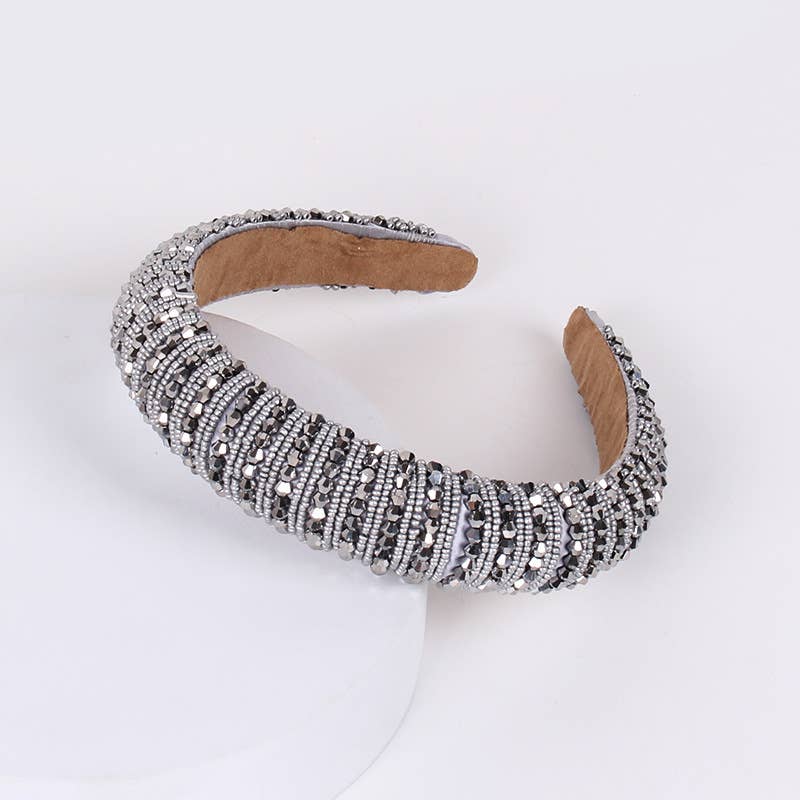 Dazzling Crystal Embellished Headband SS62: Gray