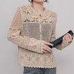 Elegant Beige Guipure Lace Button-Up Cardigan